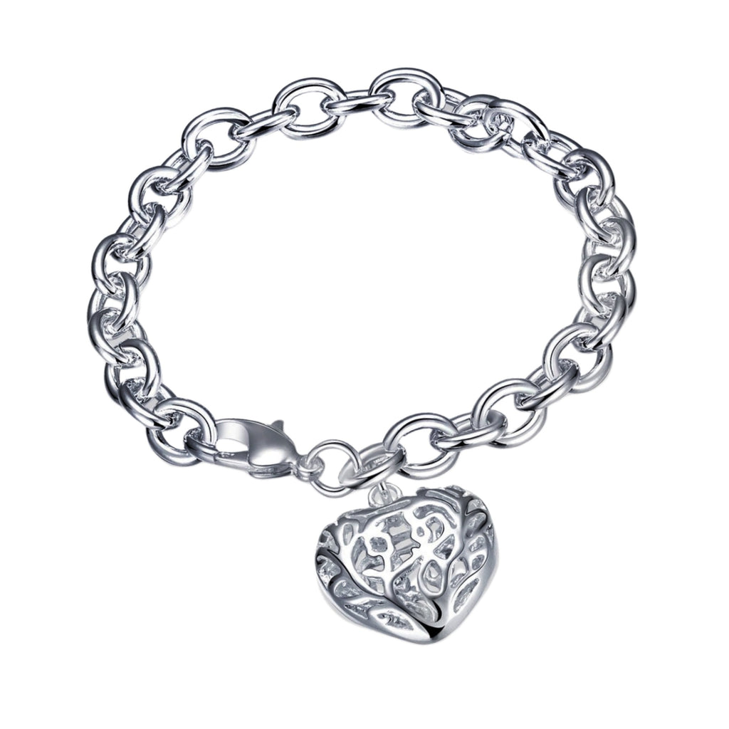 925 Silver Thread Hollow Heart Bracelet