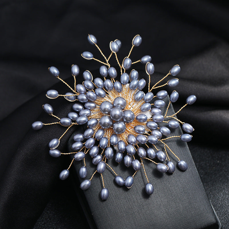 Broche de perlas de lujo con temperamento para mujer
