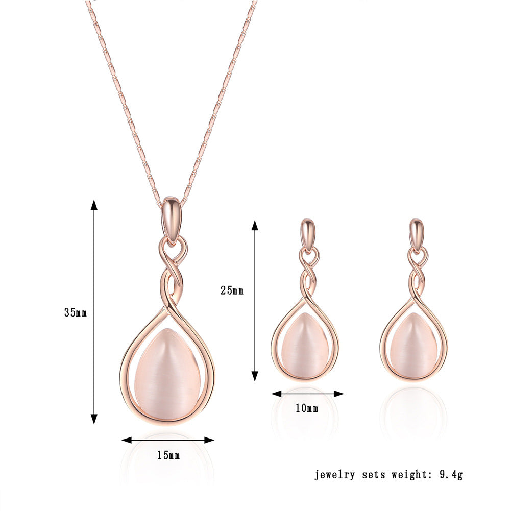 Europäische und amerikanische Außenhandel beliebter Schmuck Diamant Edelstein Halskette Ohrringe Set