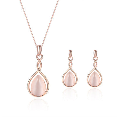 Europäische und amerikanische Außenhandel beliebter Schmuck Diamant Edelstein Halskette Ohrringe Set