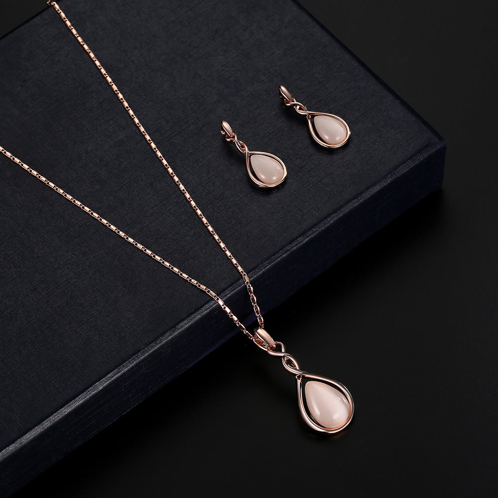 Europäische und amerikanische Außenhandel beliebter Schmuck Diamant Edelstein Halskette Ohrringe Set