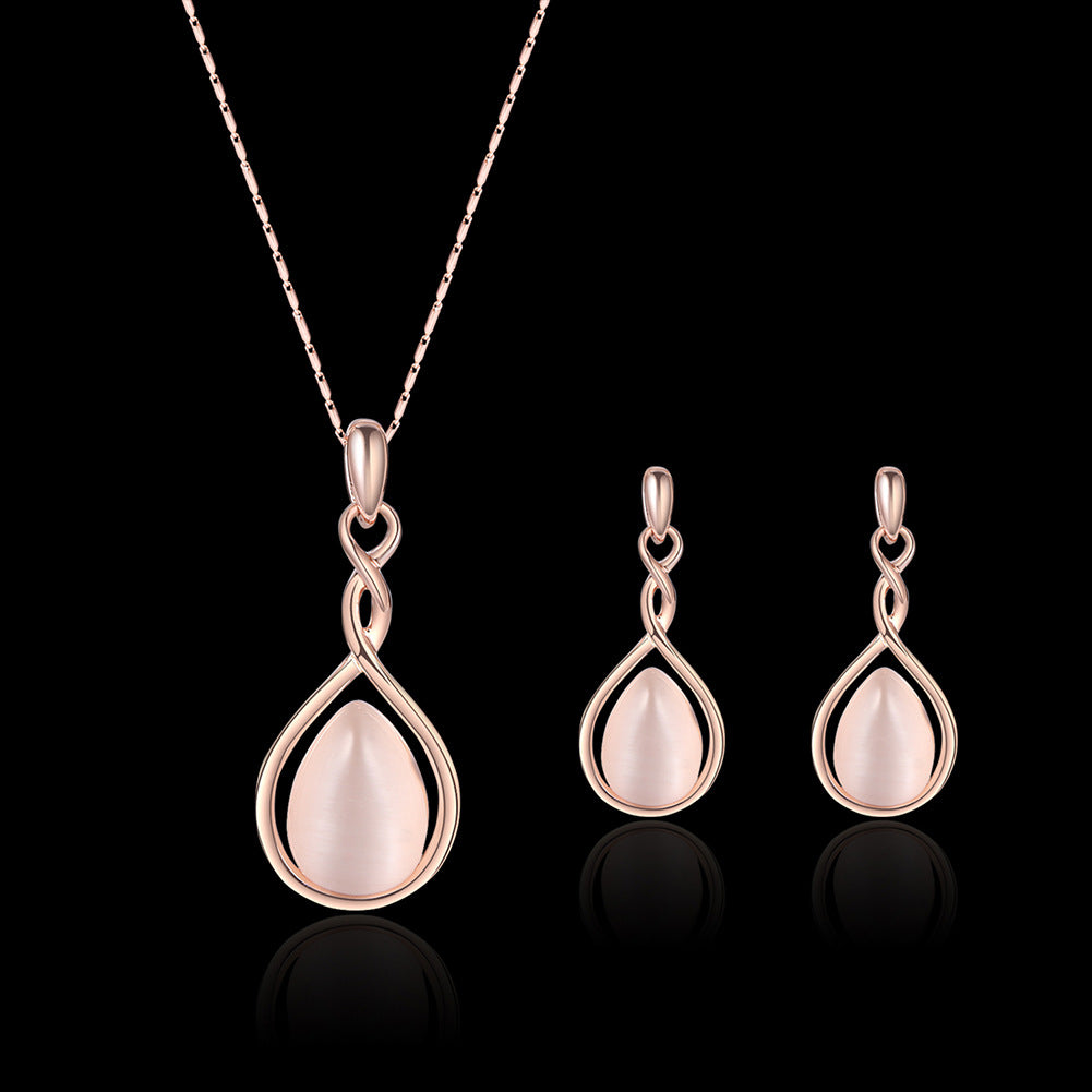 Europäische und amerikanische Außenhandel beliebter Schmuck Diamant Edelstein Halskette Ohrringe Set
