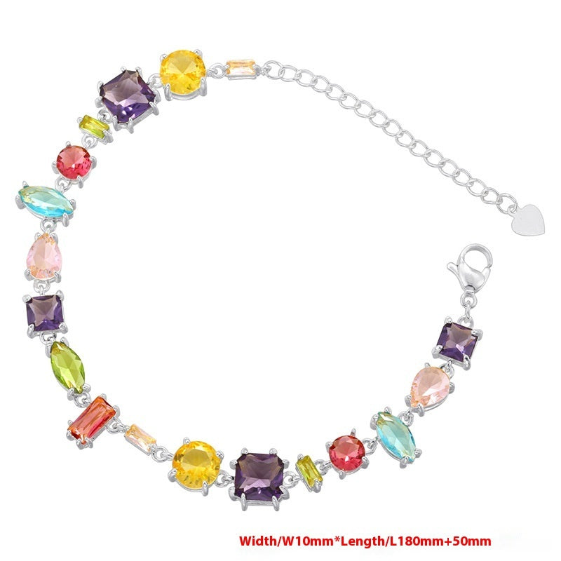 Cross-border Candy Color Special-shaped Zircon Stitching Bracelet Necklace