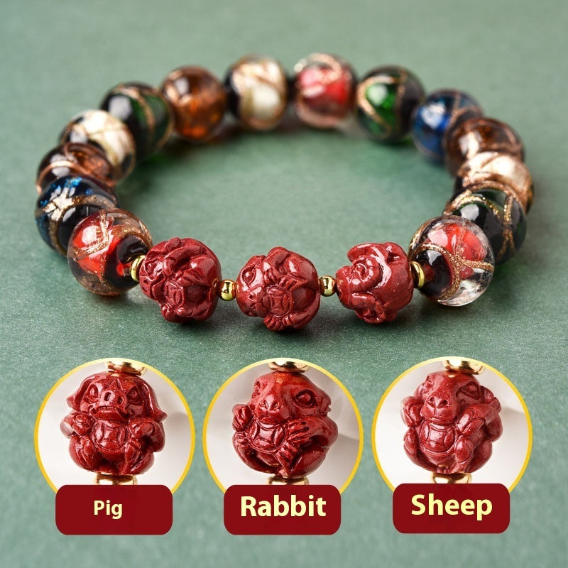 Pulsera esmaltada Pulsera tres en uno Conejo Dragón Ratón Serpiente Caballo Conejo