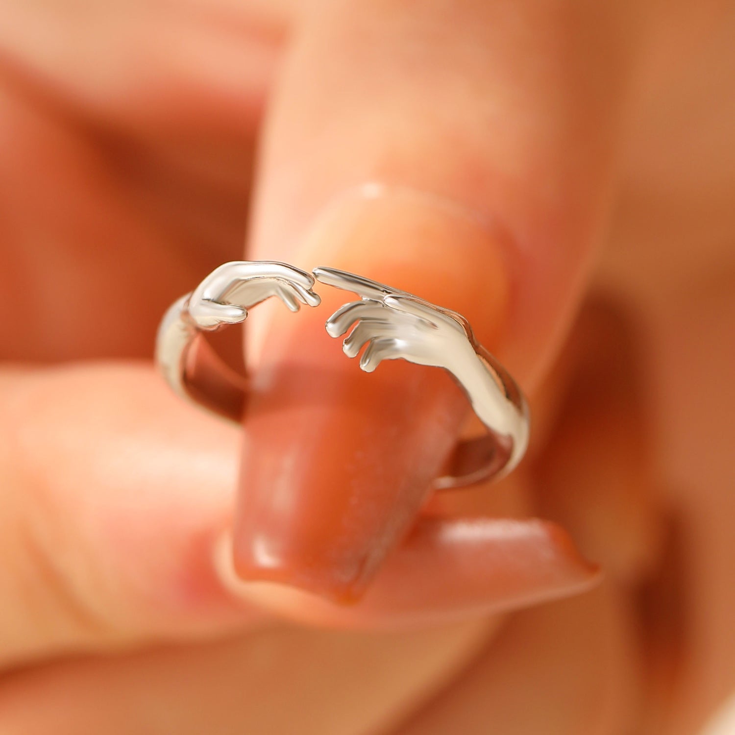 Anillos Abiertos Ajustables de Dos Manos Anillo de Moda con Personalidad para Joyería de San Valentín