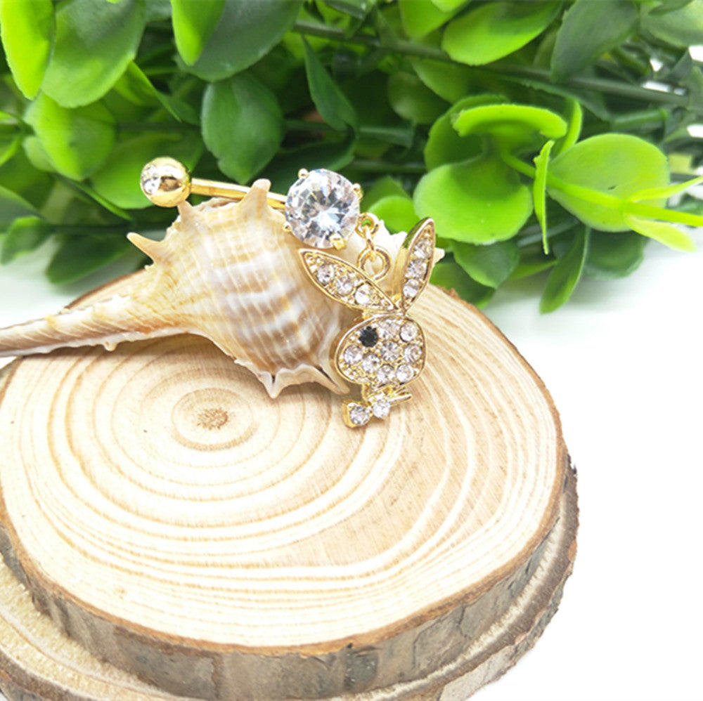 Anillo de ombligo con cabeza de conejo
