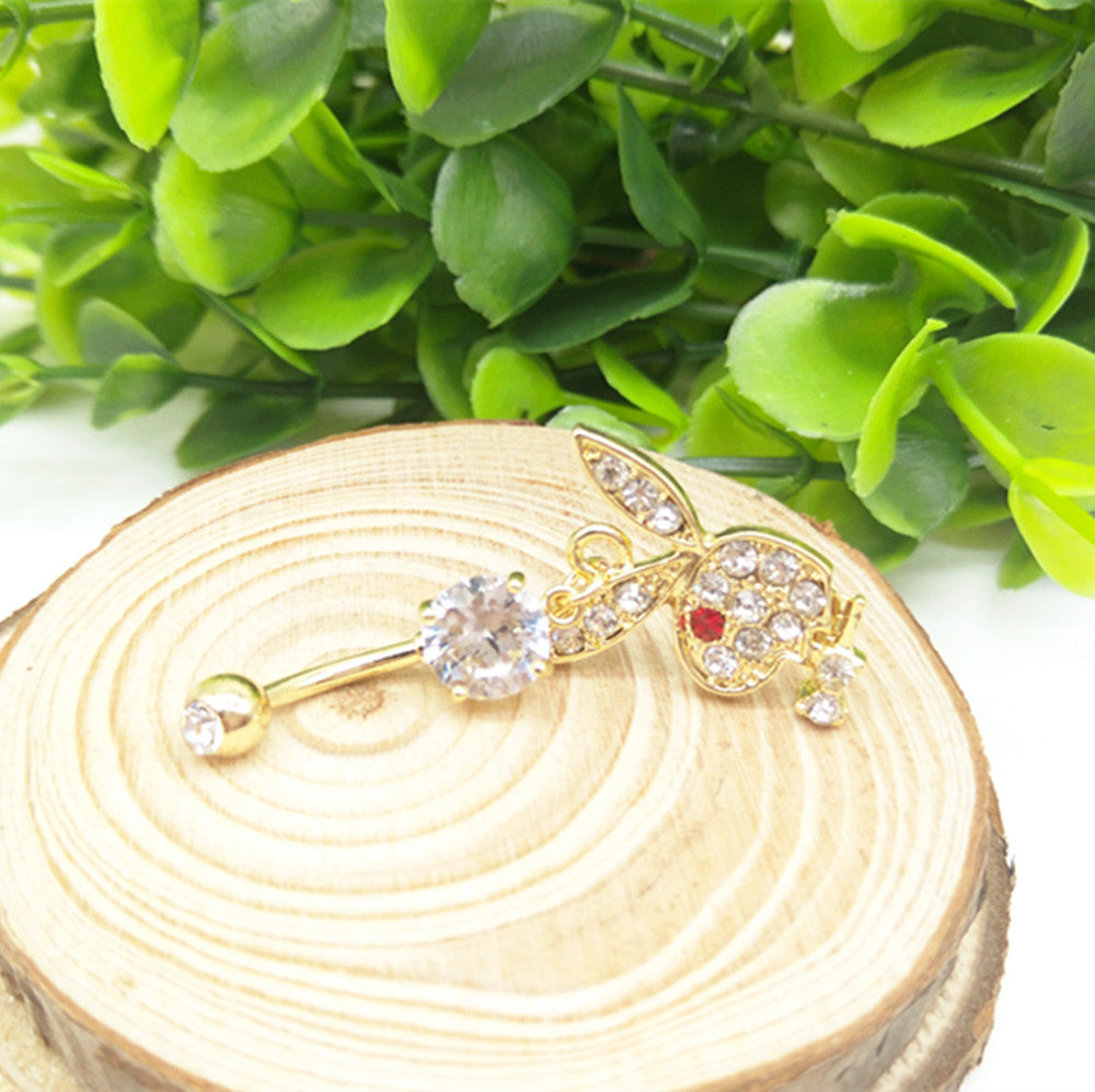 Anillo de ombligo con cabeza de conejo