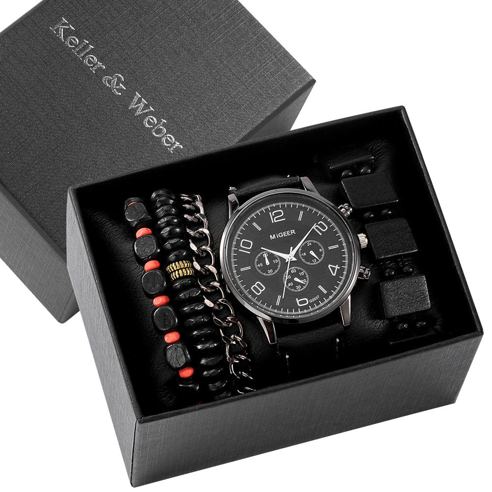 Herren Geschenkbox-Set Uhr Modeuhr Armband-Set Quarz