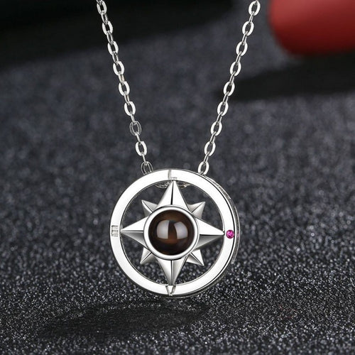100 Languages Compass Projection Necklace Jewelry Customized Photos