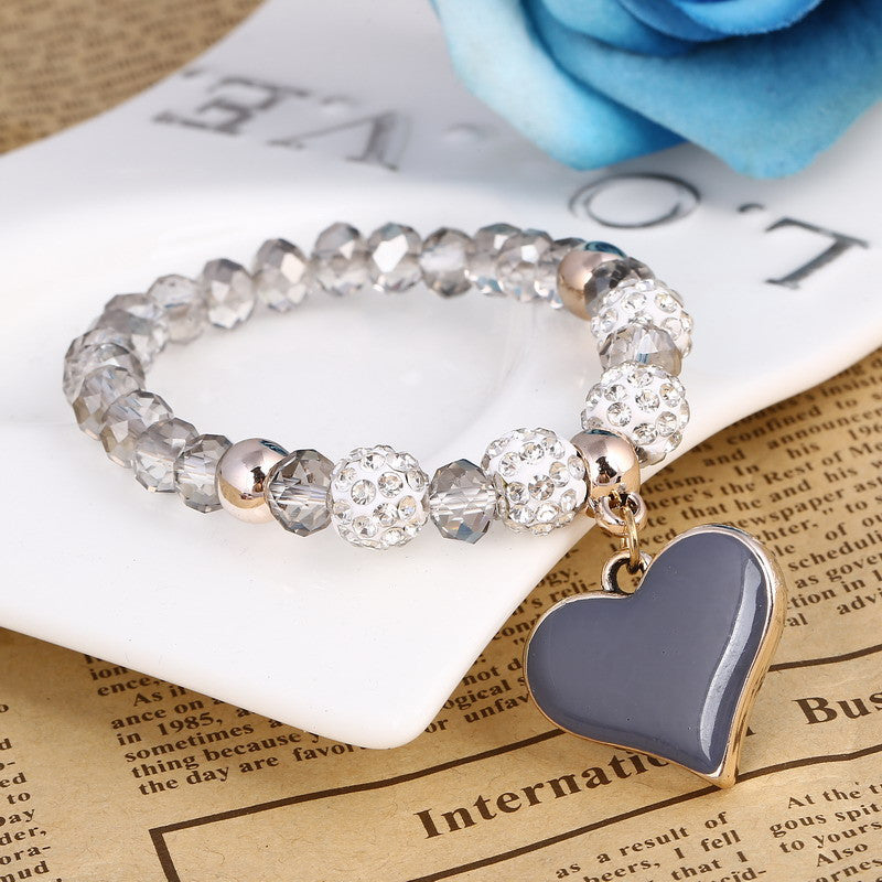 Elastisches Armband & Armreif mit Herz und Kristallen