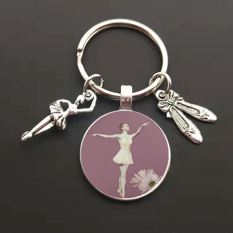 Llavero de cristal con dije de ballet de moda