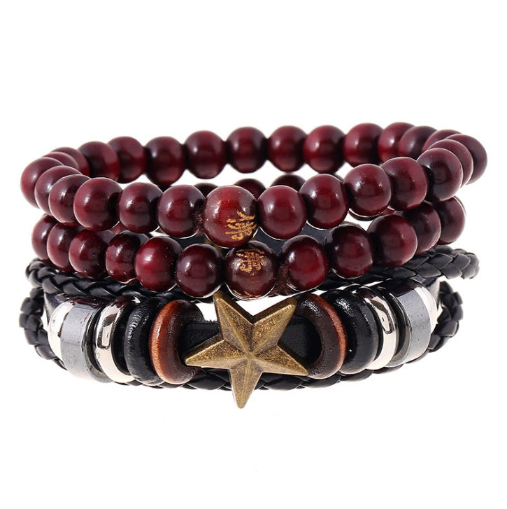 Pulseras y brazaletes de cuero con cuentas de moda