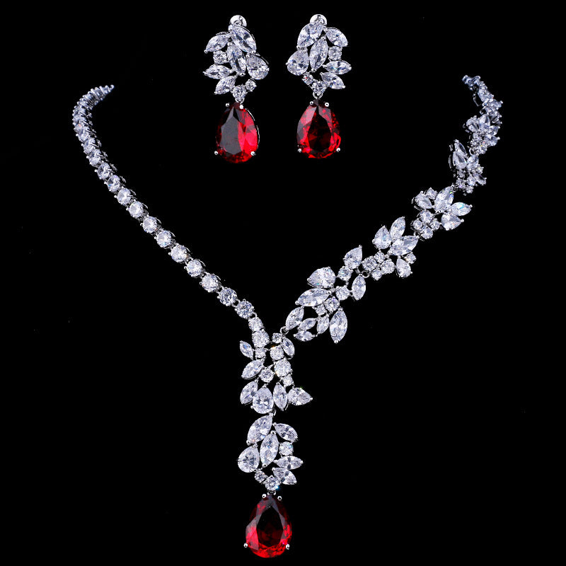 Wassertropfen-Zirkon-Brautschmuckset
