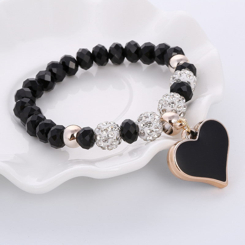 Elastisches Armband & Armreif mit Herz und Kristallen