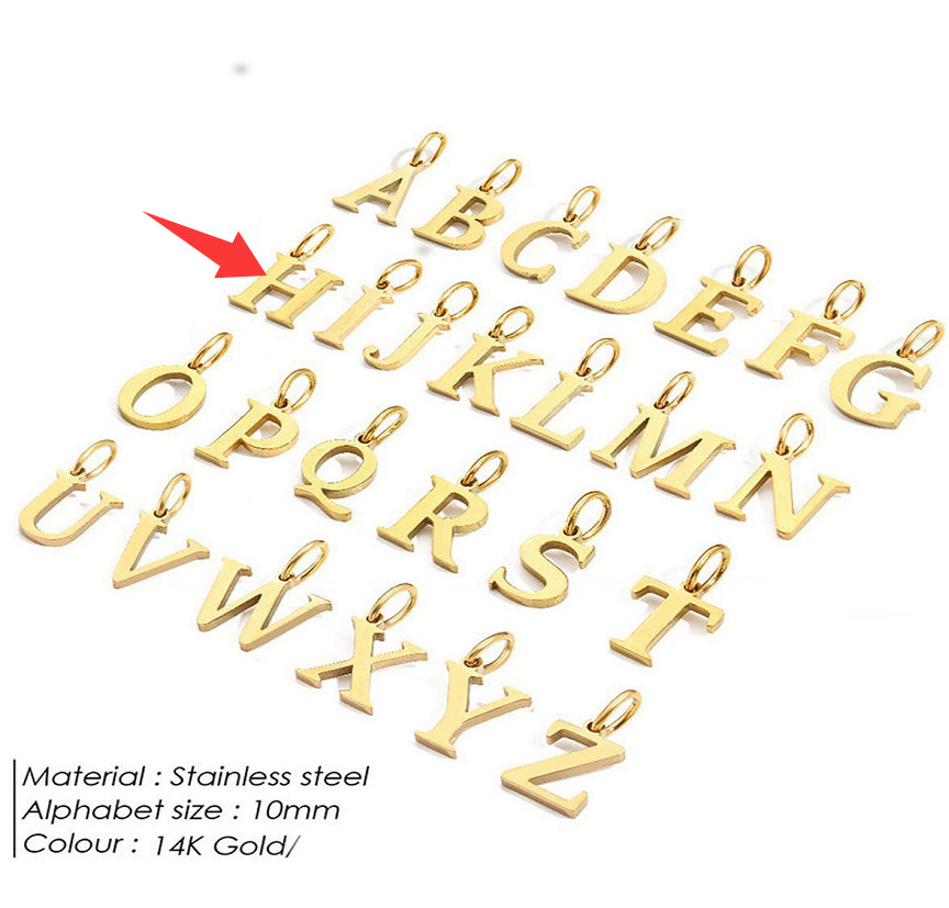 26-letter Hanging Stainless Steel Letter Necklace