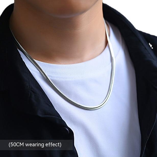 Flache Schlangenkette Knochenkette Herren und Damen Silberkette Europäische Hip Hop Trendige Sommer Accessoires Silberkette