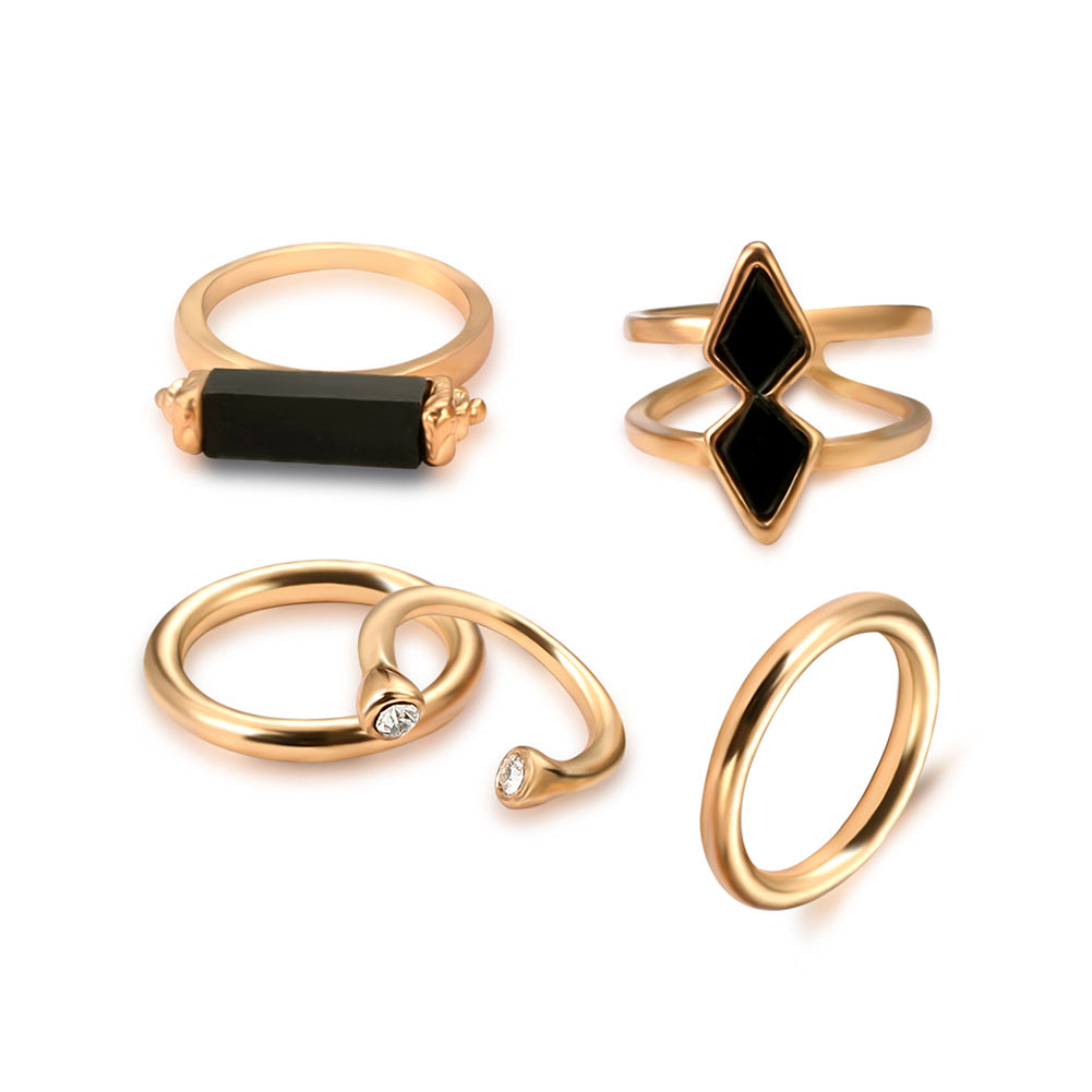 Mode Gelenk Ring Set Galvanisierung 18K Edelsteinschmuck