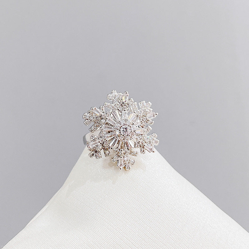 Anillo Giratorio de Copo de Nieve para Mujer