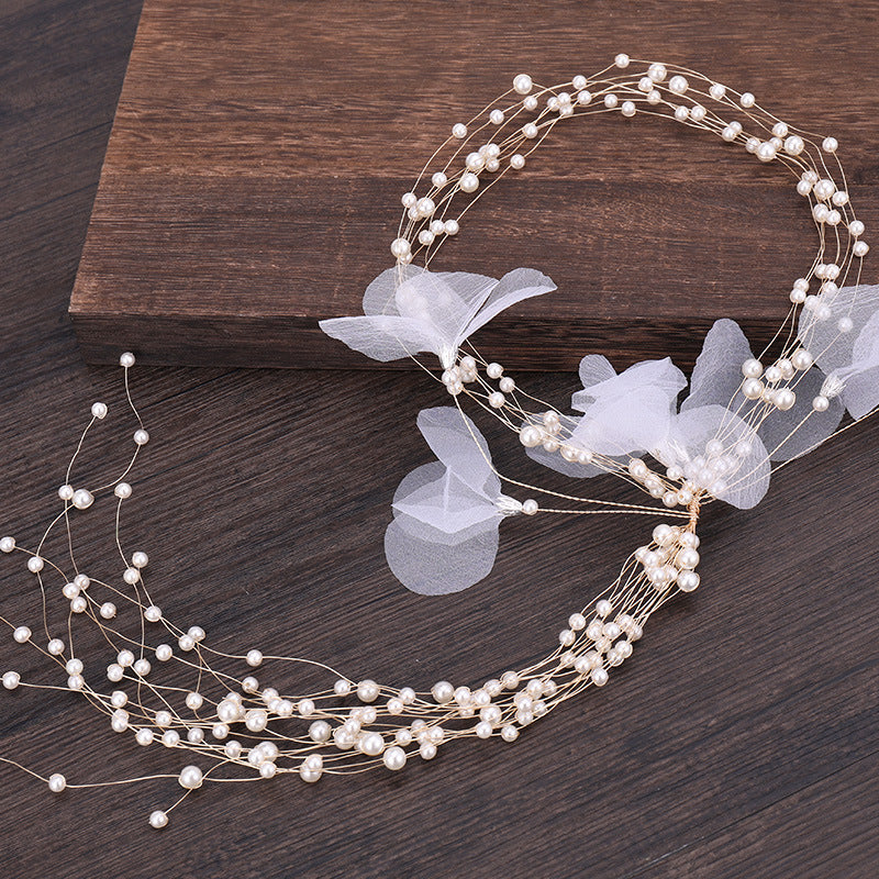 Tocado de novia hecho a mano con perlas, diadema de hadas, súper de hadas