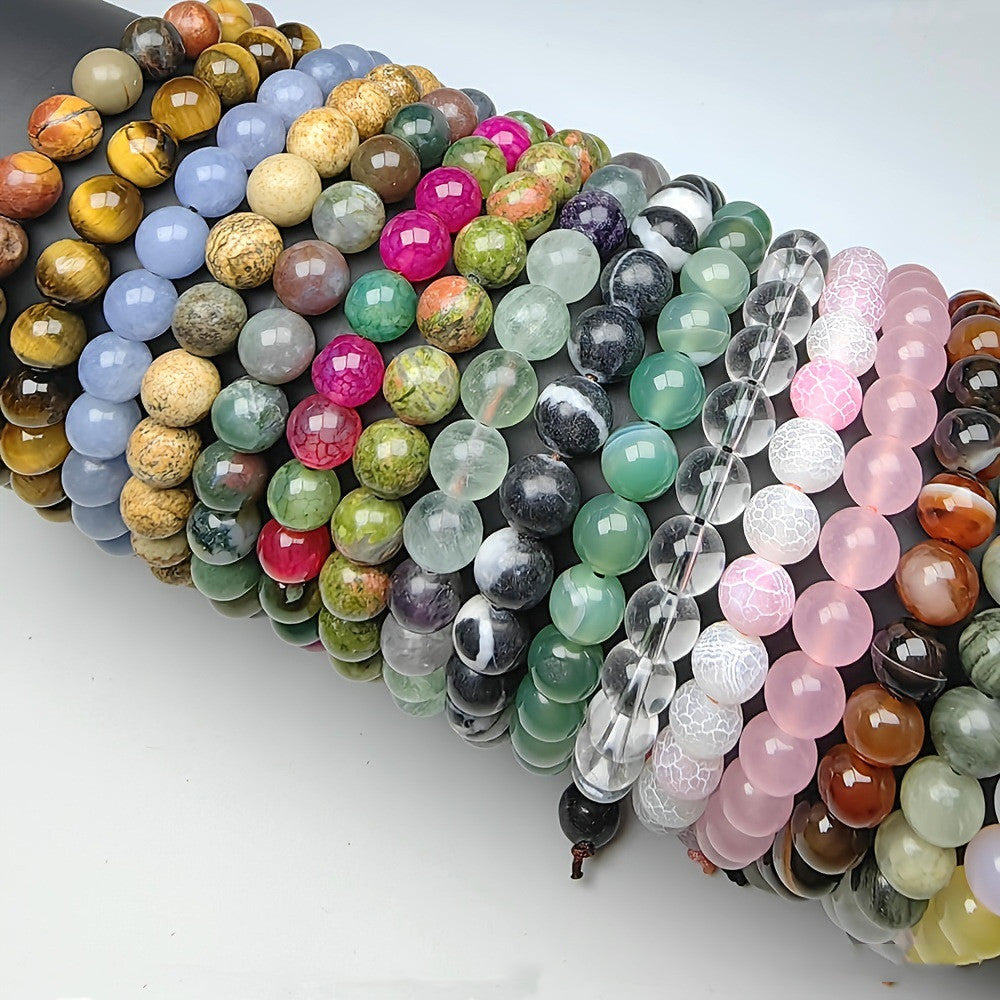 Pulsera elástica de cristales curativos, naturales, 8 mm