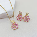 Kupfer plattiertes Gold, handintarsiert, rosa Wassertropfen Blume, Mode