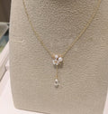 Collar con colgante de perla de concha blanca y cristal de diamante chapado en oro K de plata de ley 925, cadena para clavícula