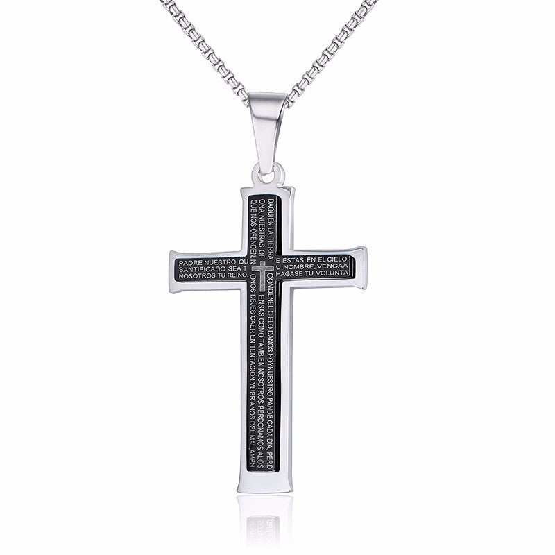Double Cross Herren Titan Halskette Edelstahl Anhänger Schmuck