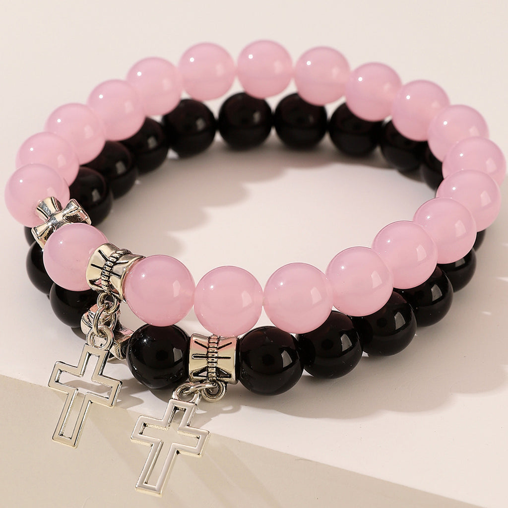 Pulsera de Cuentas de Colores con Cruz Hueca