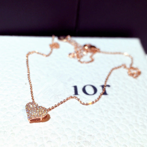 Collar de diamantes de imitación con forma de corazón para clavícula