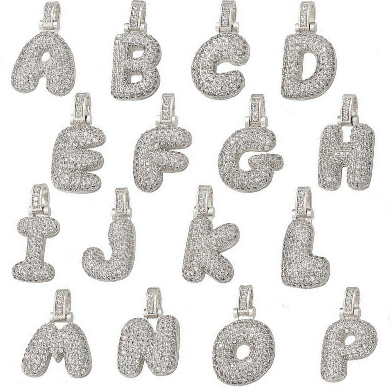 Schlüsselbeinkette Kupfer Mikro-intarsierte Zirkon 26 Buchstaben-Anhänger-Halskette für Frauen Geburtstag Schmuck Geschenke