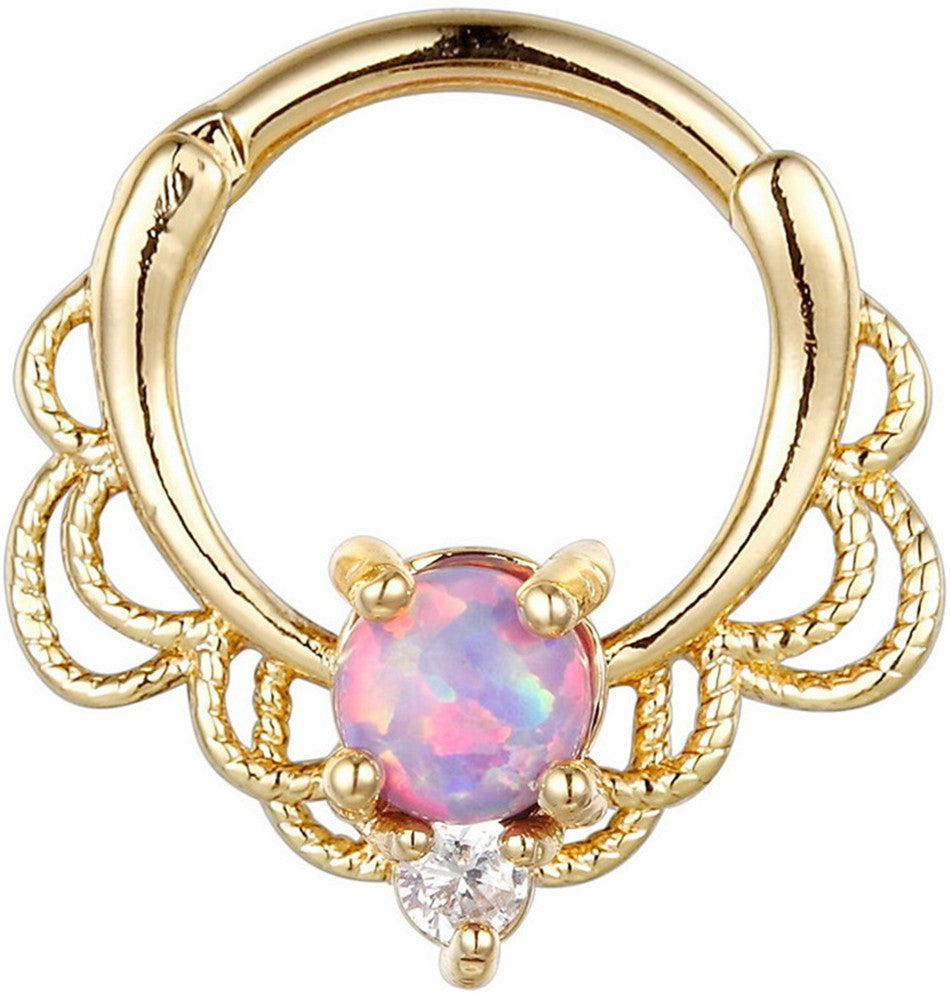 Anillo de nariz de ópalo de acero inoxidable