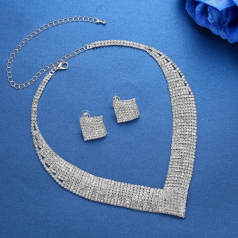 Helles Strass Ohrringe Halskette Armband Set