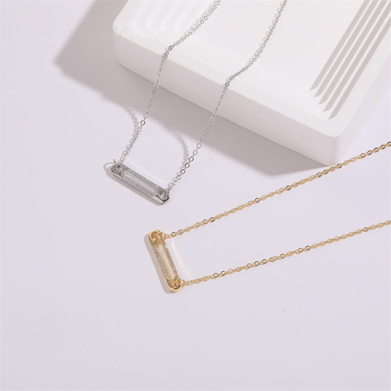Colgante de circonita con broche, diseño personalizado, collar versátil de 14k