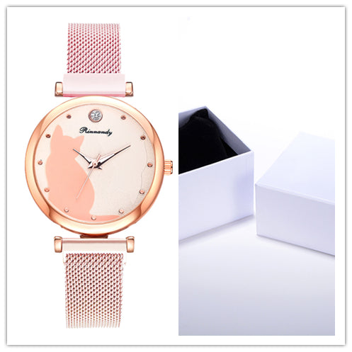 Conjunto de pulsera de reloj de gato para mujer