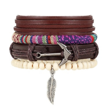 Pulseras y brazaletes de cuero con cuentas de moda