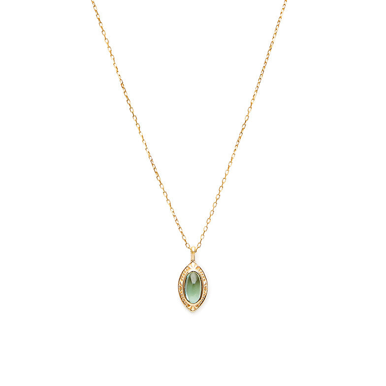 Green natural peridot necklace