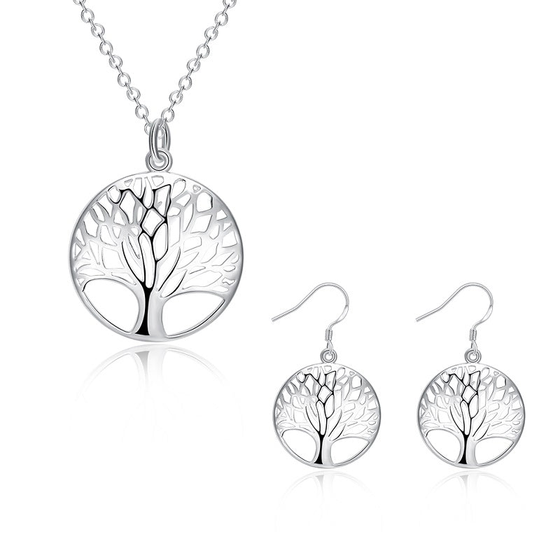 Round Hollow Relief Life Tree Pendant s625 Silver