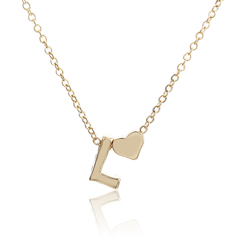 Modeschmuck, schlichte Pfirsichherz-Form, 26 Buchstaben Halskette, temperamentvolle Liebe, Damenmode-Accessoires