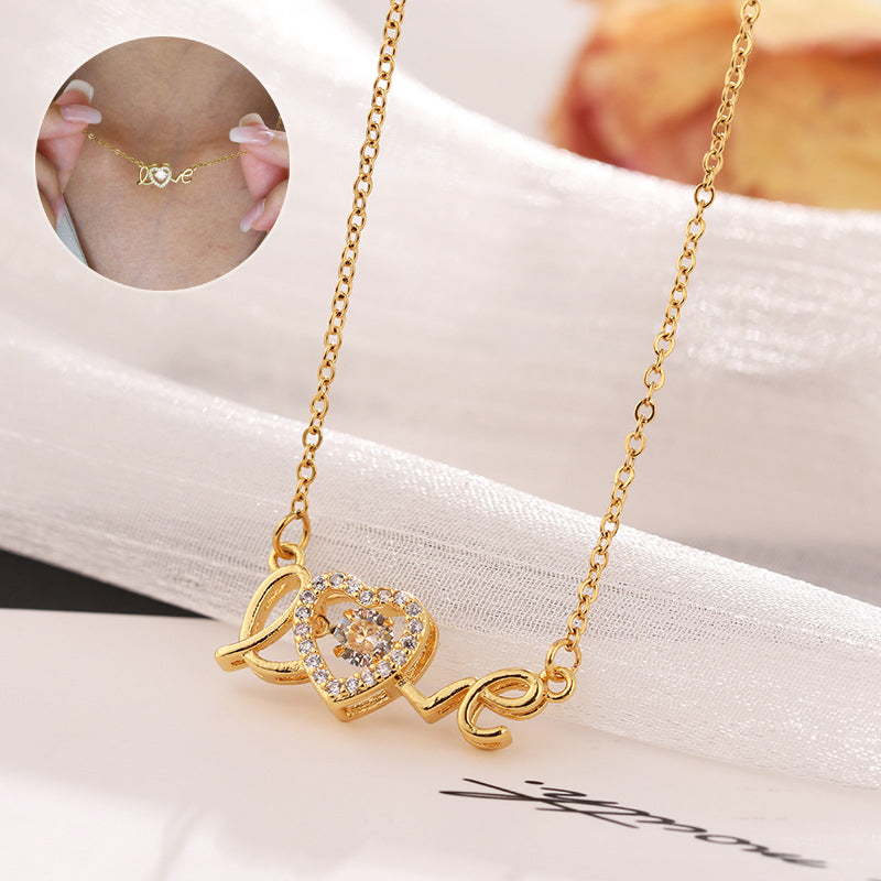 Valentinstag Geschenk Neue Titanstahl Halskette Mode Neue Liebe Smart Halskette Damen Schlüsselbeinkette Modeschmuck Frau