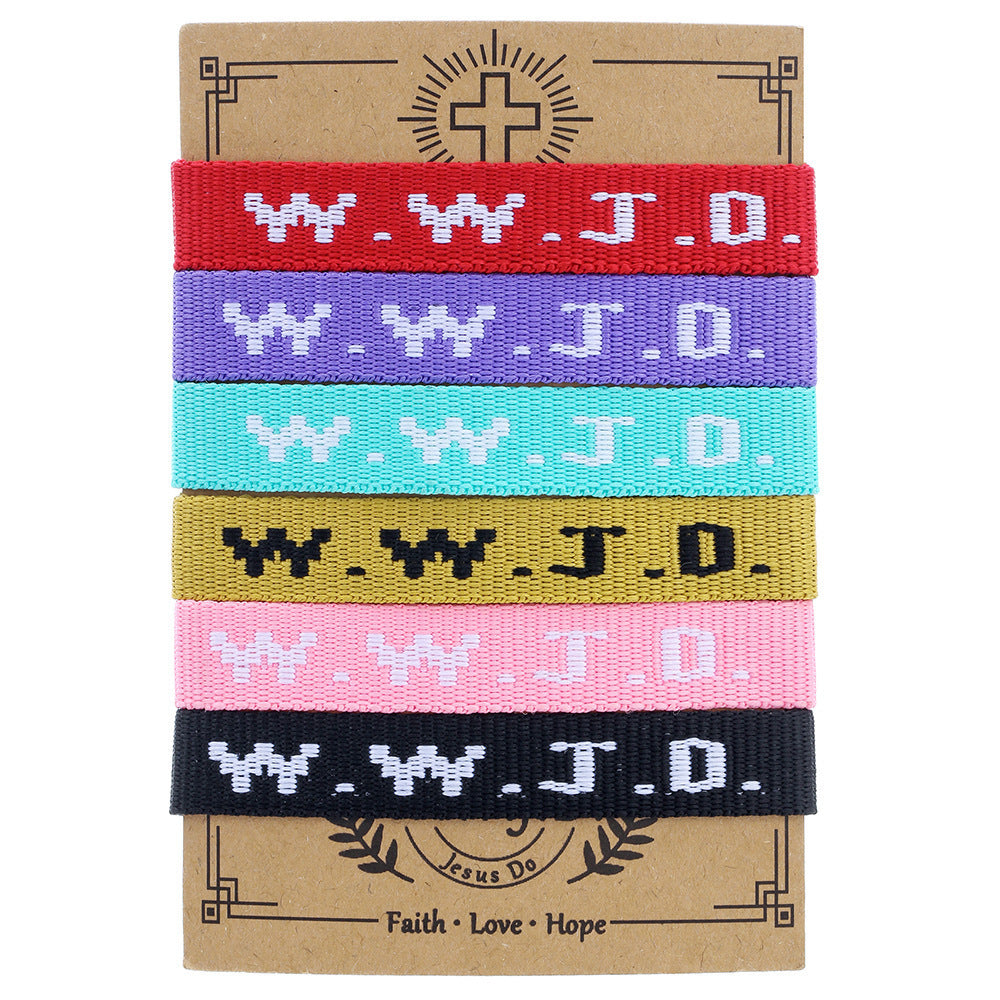 WWJD Letter Bracelet Turquoise Cross Charm Bracelet