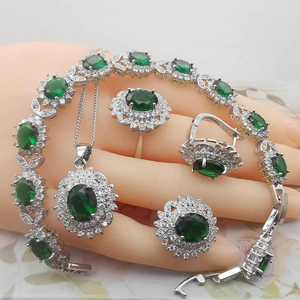 Vierteiliges Schmuckset Luxuriöses Temperament Granatrot