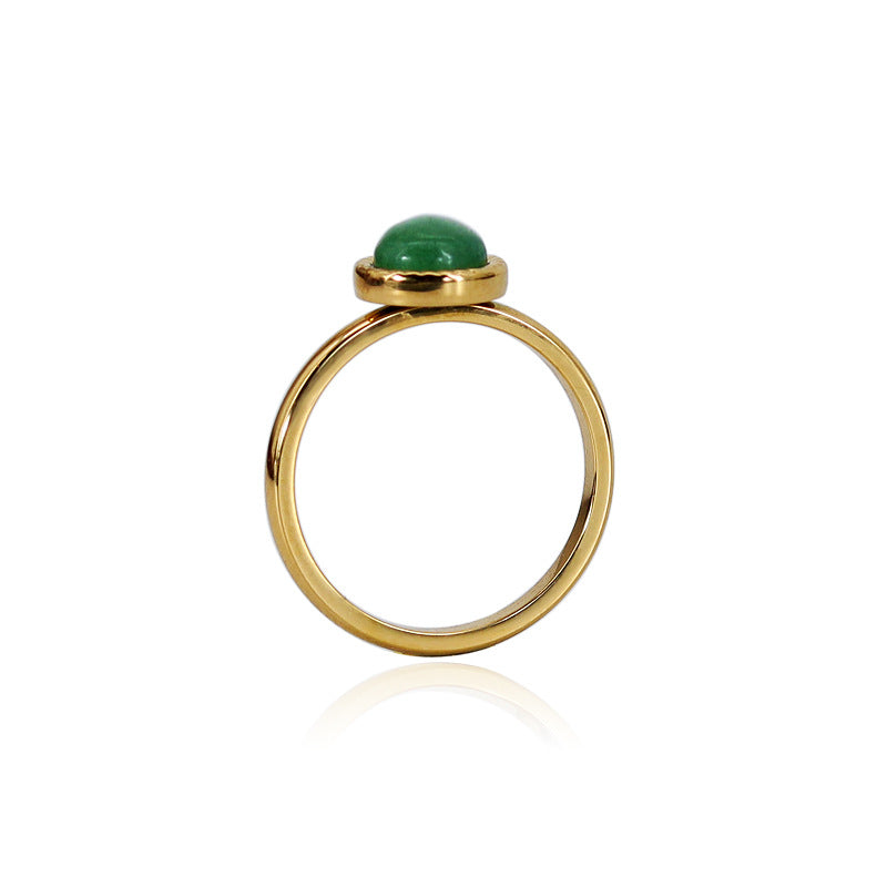 Joyería de moda Anillo de acero de titanio con incrustaciones de piedras naturales coloridas, chapado en oro de 18 quilates, pulsera de ágata roja, cristal rosa, amatista, azul San, joyas para mujer