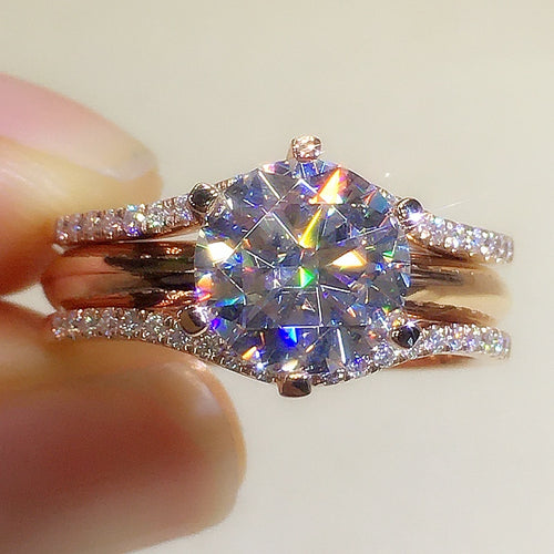 18K Gold Zwei-in-eins Moissanit-Ring für Damen