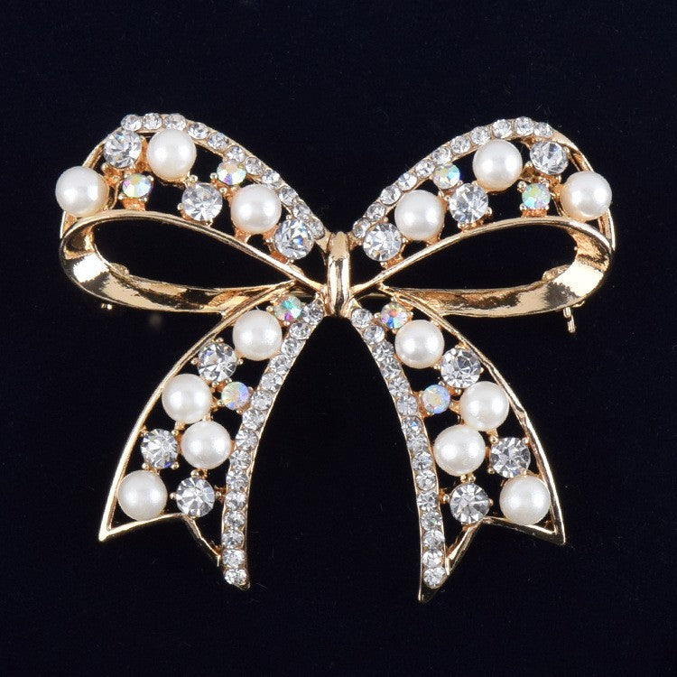 Broche de lazo elegante con perlas, superventas para mujer, combina con todo