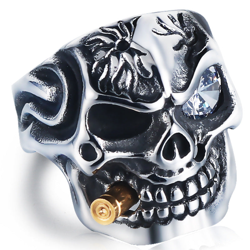 Anillo de Acero con Calavera, Anillo Punk Personalizado para Hombre, Joyería