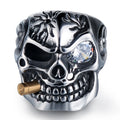 Anillo de Acero con Calavera, Anillo Punk Personalizado para Hombre, Joyería