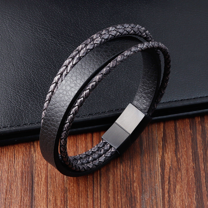 Retro mehrschichtiges Lederarmband geflochten