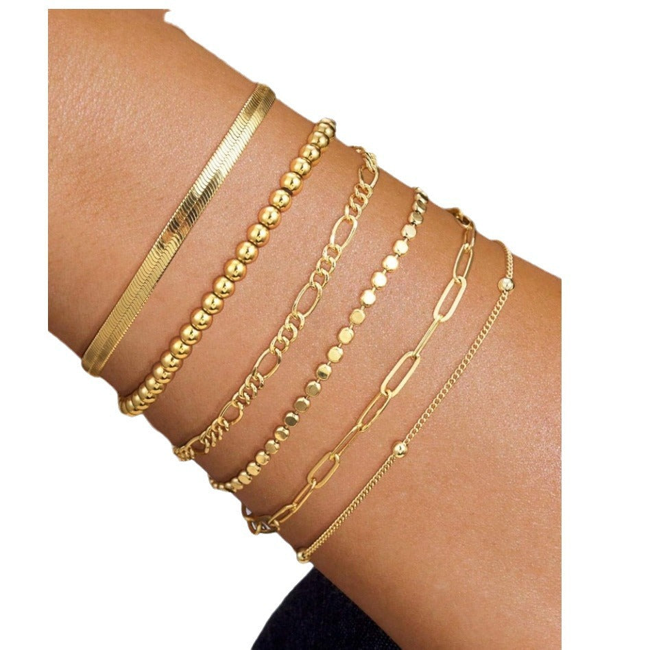 Pulsera Sencilla de Moda con Cadena Fígaro de Metal