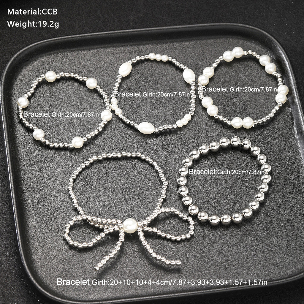 5-piece Set Stylish Graceful Simple Stretch Bracelet For Women