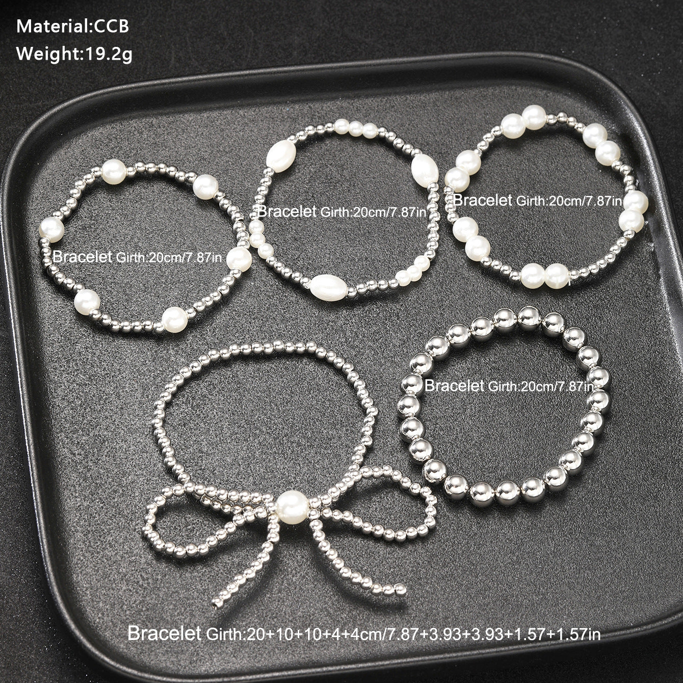 5-piece Set Stylish Graceful Simple Stretch Bracelet For Women